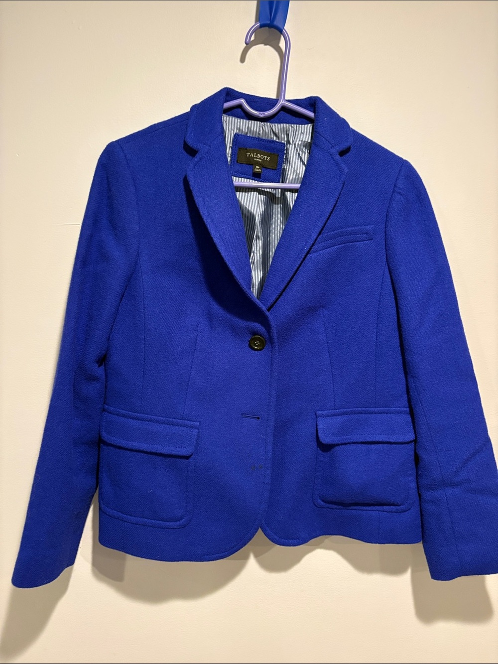 Talbots Cobalt Blue Wool Blend Tailored Blazer Jacket